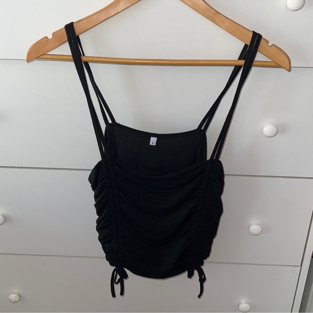 BLACK RUCHED TANK TOP